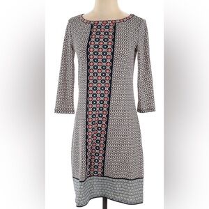 Max Studio Geometric Knit Shift Dress 3/4 Sleeve Size XS